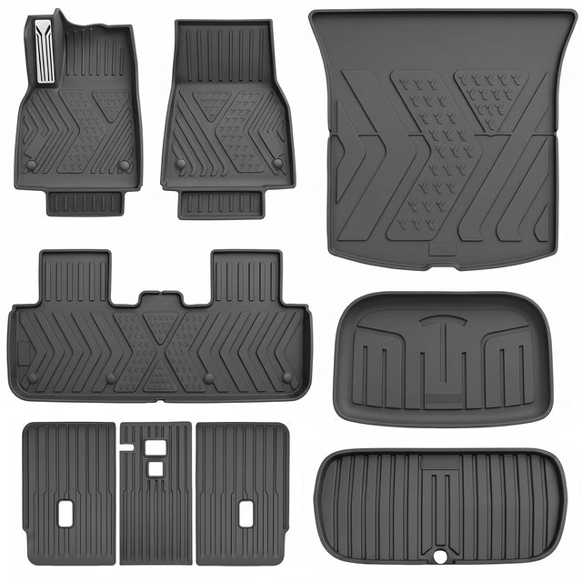 SUPER LINER Tesla New Model Y Juniper Floor Mats 2025-2026 &Seatbacks 9 PCS | Cargo Liners, Raised and Extended Edges &Expanded Storage |Pet & Child-Friendly Model Y Juniper Accessories(Not for Standard)