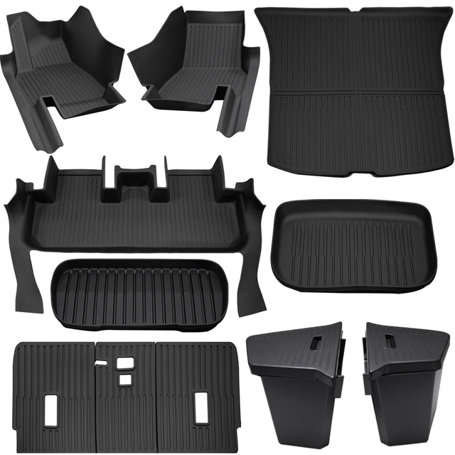 SUPER LINER 11PCS Floor Mats for 2025-2026 Tesla Model Y Juniper,11PCS | Custom Fit TPE Cargo Liner, Seat Back Protector, & Accessories , All Weather Pet & Child System (Only fit Premium)