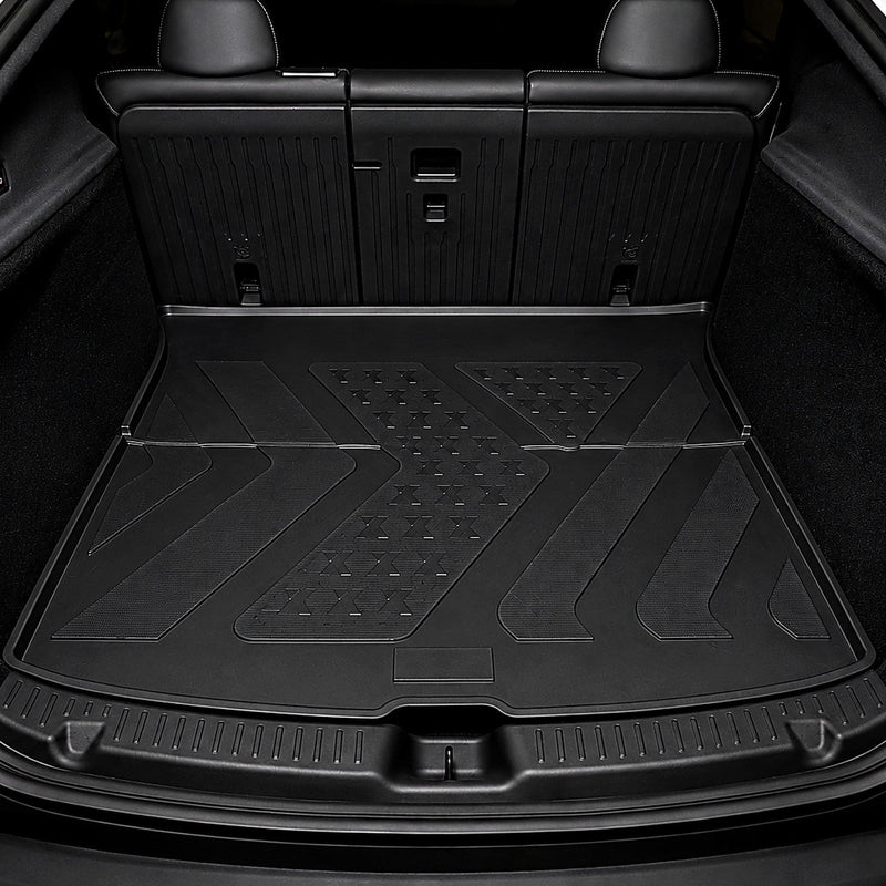MoldedFit rear trunk liner installed with raised cargo-area protection