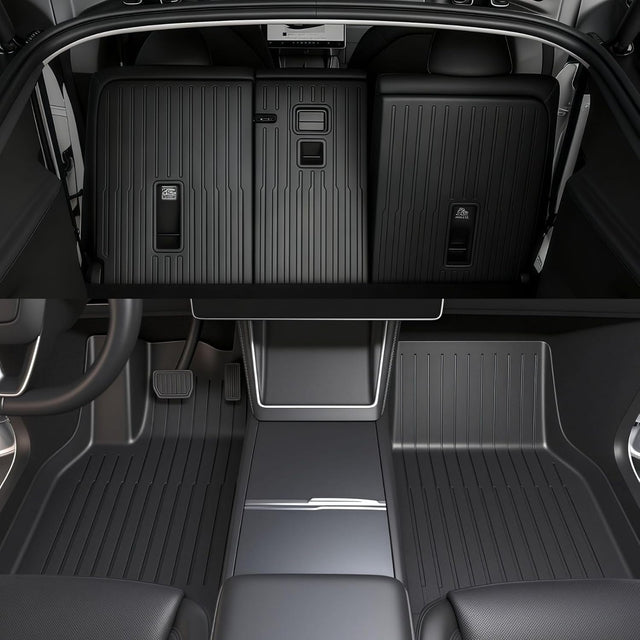 SUPER LINER Tesla New Model Y Juniper Floor Mats 2025-2026 & Cargo Liners Seatbacks, 9 PCS Extra-Thick TPE for 5-Seater | Pet & Child-Friendly Model Y Juniper Accessories(Not For Standard)