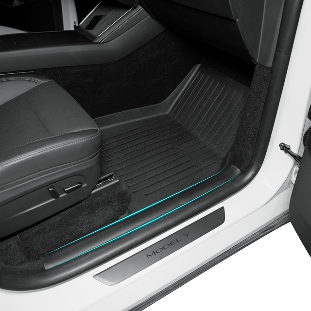 SUPER LINER Tesla Model Y Floor Mats 2025 2026 | Custom Fit All-Weather 12-Piece Set TPE Material| Model Y Juniper Floor Mats