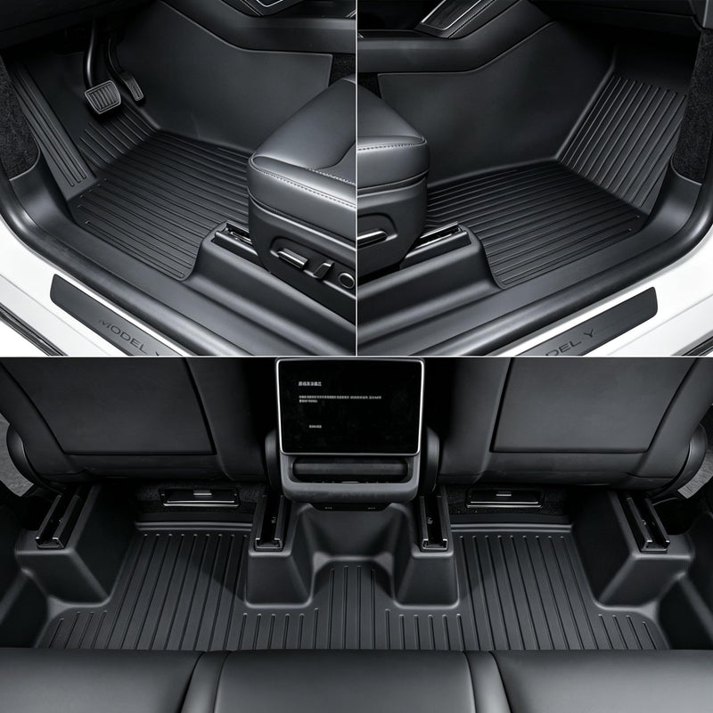 Tesla Model Y Juniper Floor Mats 2026, 11 Piece Elite Plus Kit, All Weather TPE, 2 Lidded Trunk Storage Bins